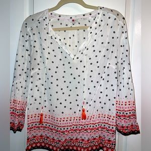 Boden Boho Flowered Top with Tassels Size 4
